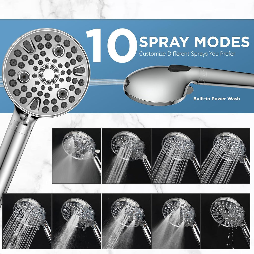 MakeFit Dual Filtered Rain Shower Head Combo, Handheld Shower Head with Adjustable Bar - Rainfall Shower Head And Showerhead with Filter for Hard Water - Removes Chlorine