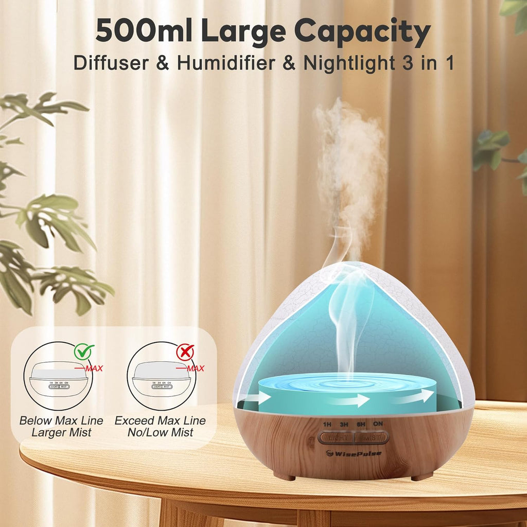 Essential Oil Diffuser for Home: 500ml Oil Diffuser 7 Colors Light Aroma Diffuser with Remote Control for Home, Office, Bedroom, Child’s Room