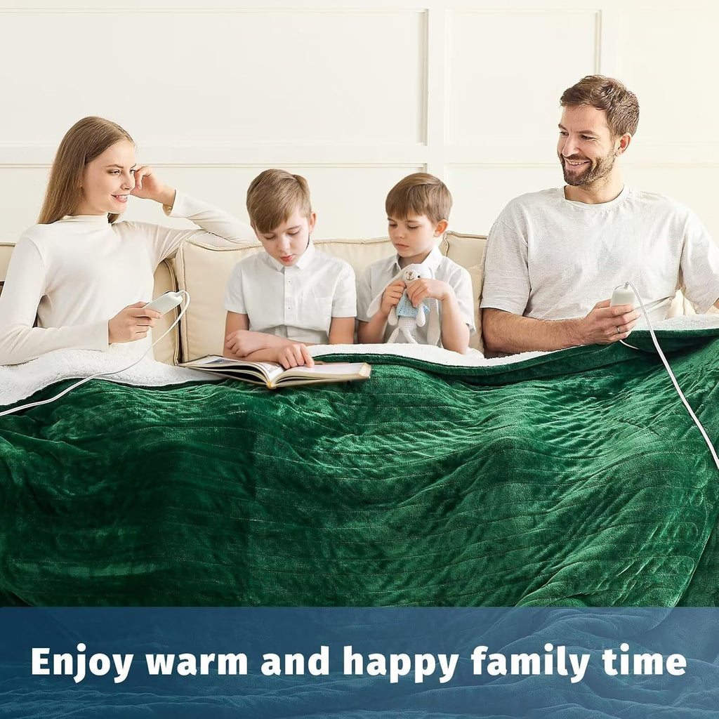 Heated Electric Blanket Queen Size - 84" x 90" Heating Blanket with Dual Control, 10 Heating Levels & 8 Hours Auto Off, Soft Warm Flannel Blanket, Christmas Birthday Gifts for Senior Grandma