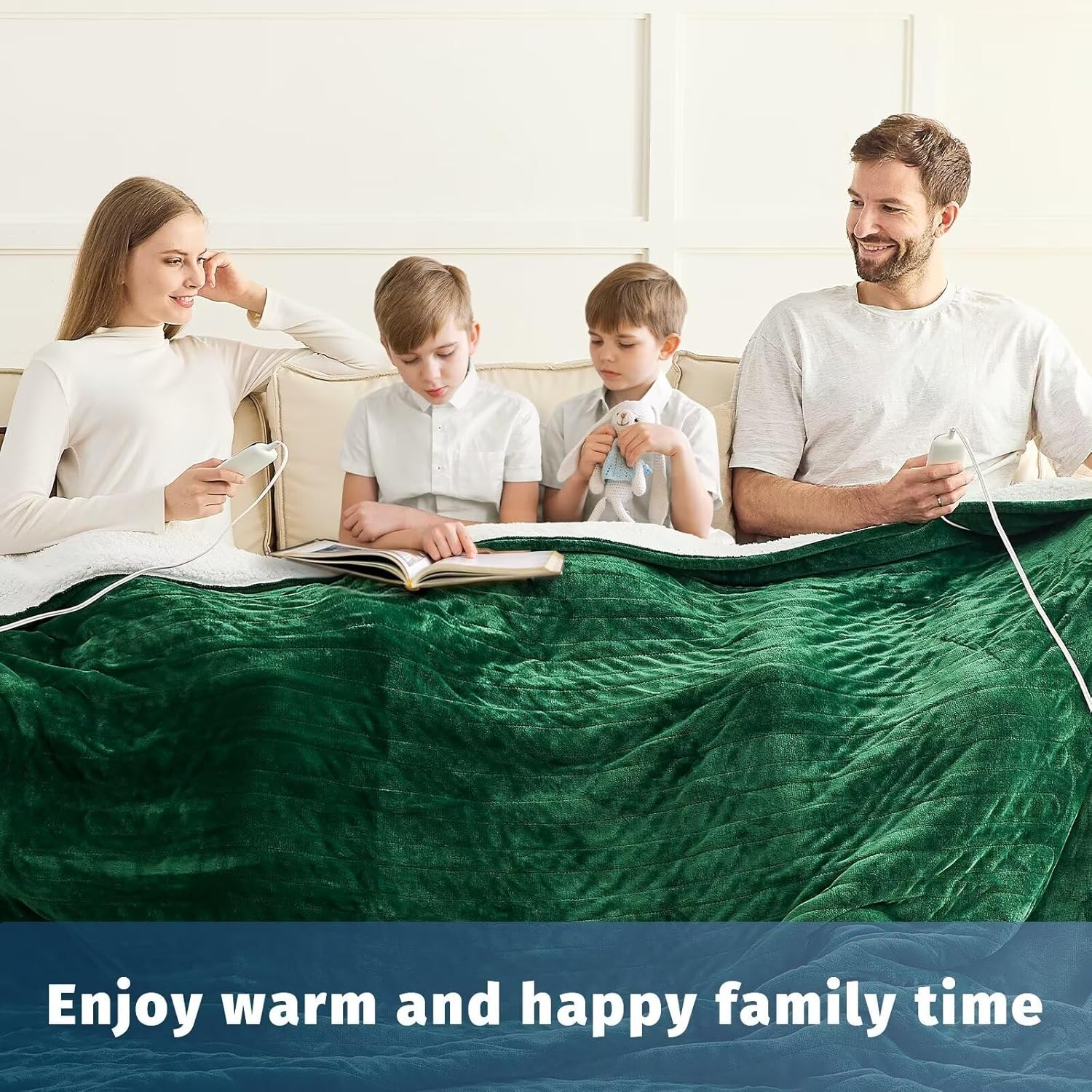 Heated Electric Blanket King Size - 90" x 100" Heating Blanket with Dual Control, 10 Heating Levels & 8 Hours Auto Off, Soft Warm Flannel Blanket, Christmas Birthday Gifts for Senior Grandma