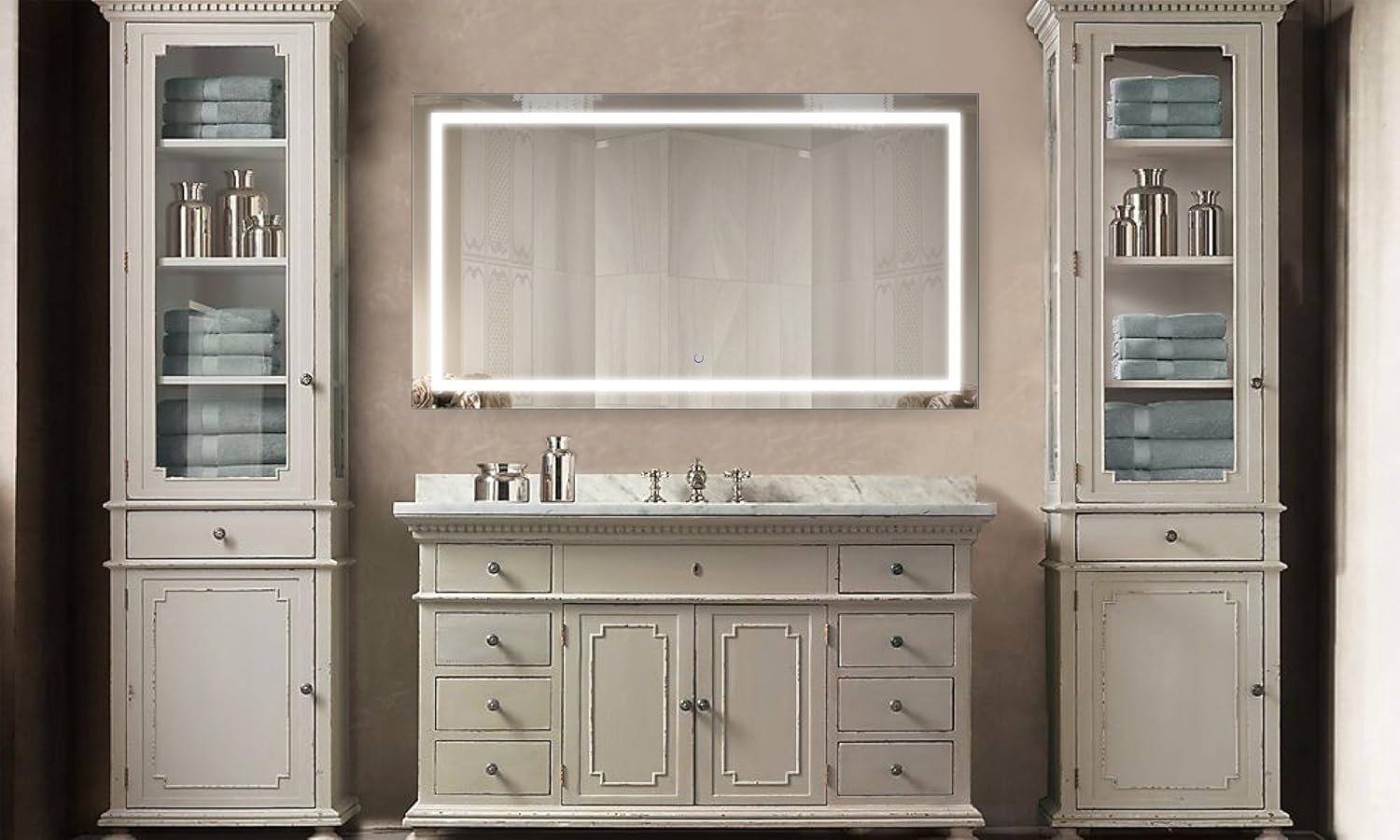 Krugg | Large 54 Inch X 24 Inch LED Bathroom Mirror | Lighted Vanity Mirror Includes Dimmer & Defogger | Wall Mount Vertical or Horizontal Installation