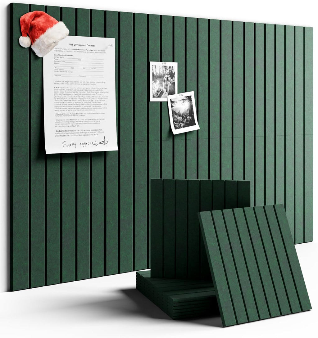 Large Felt Bulletin Board 36"x24" Cork Board Alternative - 6 Pack with 40 Safe Removable Adhesive Tabs, Cork Boards for Walls Cork Board for Home Office Classroom Pin Board- Pine Green