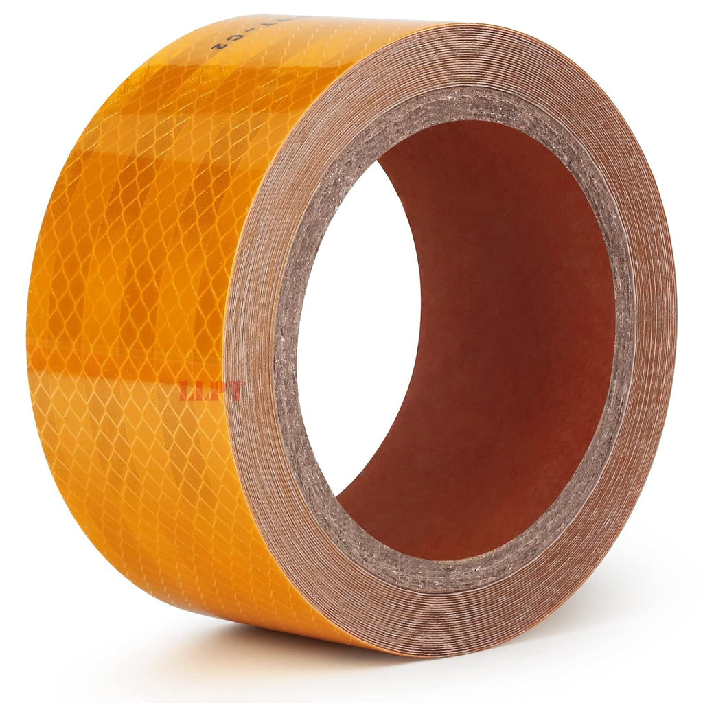 LLPT Reflective Tape 2” x 33 Ft DOT-C2 High Visibility Safety Tape Flexible Waterproof Intense Reflector for Trailer Truck Car RV Boat Camper Color Yellow (RT203Y)