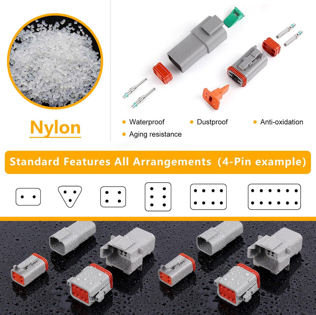Knoweasy 540PCS Deutsch DT Connectors Kit with KN16 Deutsch Crimper- Automotive Electrical Connector,2/3/4/6/8/12 Pin DT Connectors with Removal Tool for Construction, Truck, Marine