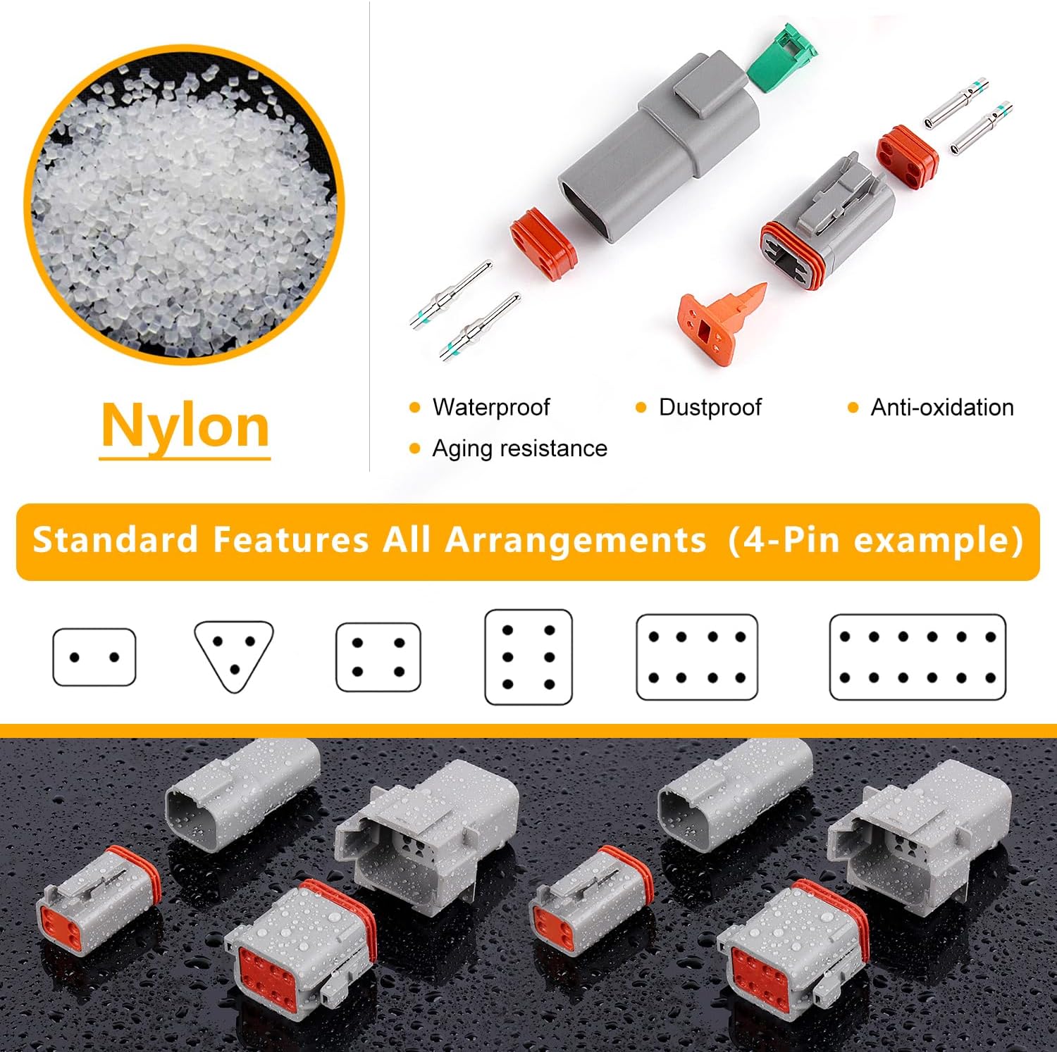 Knoweasy 540PCS Deutsch DT Connectors Kit with KN16 Deutsch Crimper- Automotive Electrical Connector,2/3/4/6/8/12 Pin DT Connectors with Removal Tool for Construction, Truck, Marine