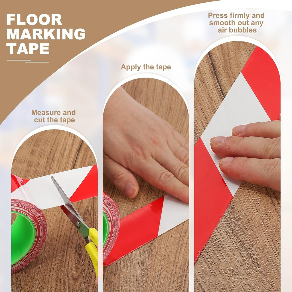 PATIKIL Floor Marking Tape 2 Inch x 110 Ft, 6 Pcs Self-Adhesive Warning Safety Tape Caution Stripe for Walls Floors Pipes Equipment Outdoor, Red