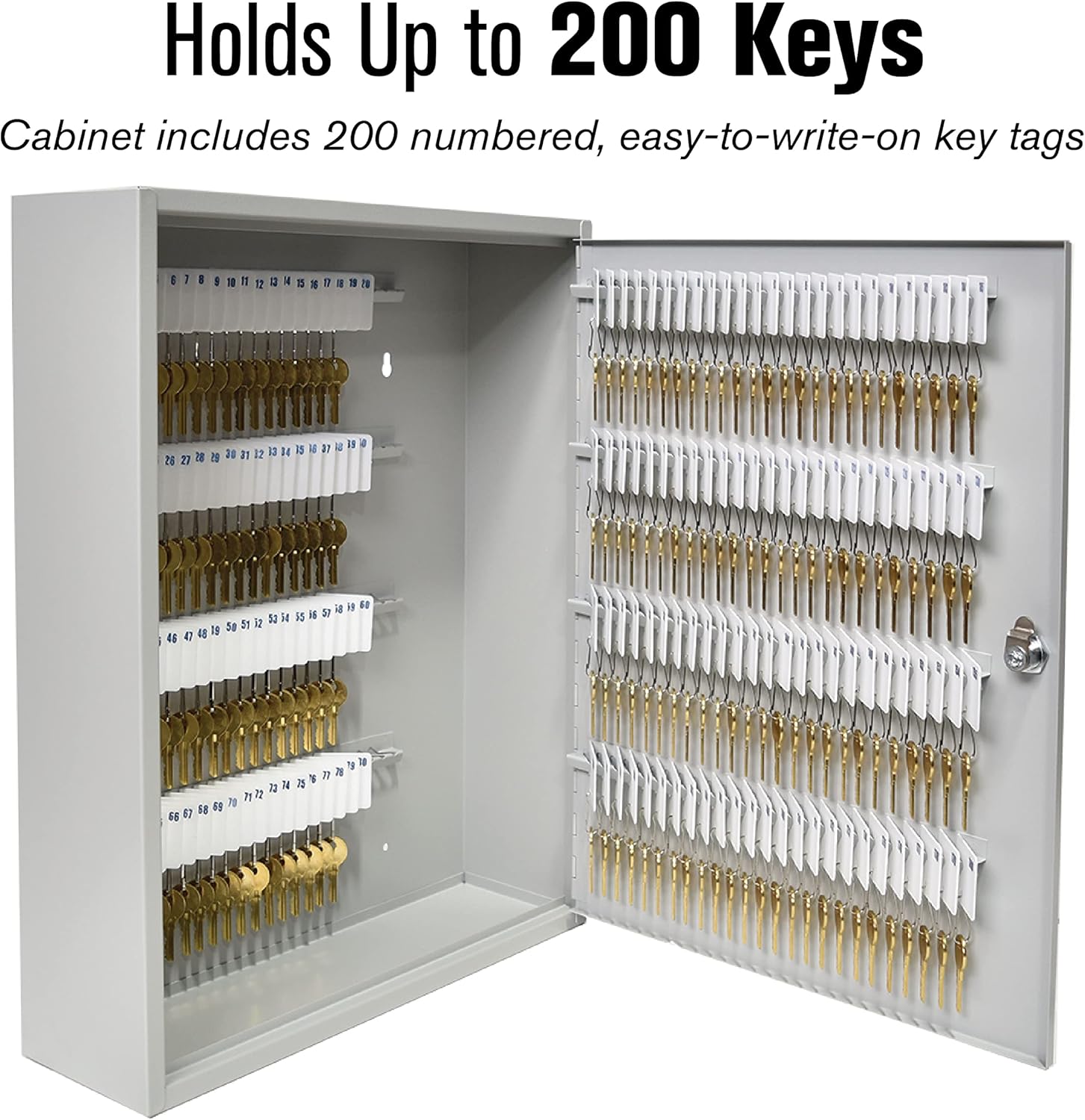BankSupplies STEELMASTER 200-Key Cabinet | Piano Hinged Door | Steel Construction Key Lock Box