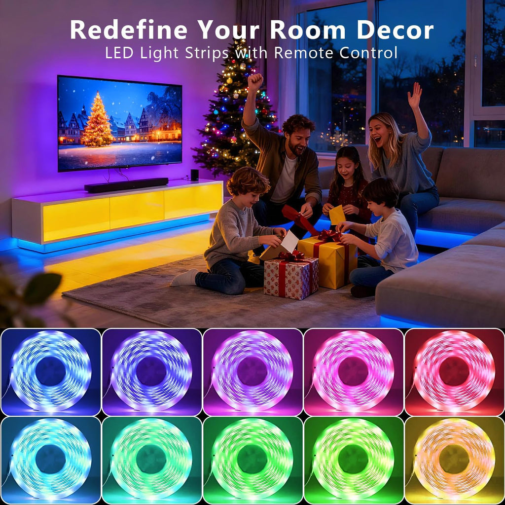 DAYBETTER LED Strip Lights 130 ft (2 Rolls of 65.6ft), LED Lights Smart App Control Lighting Bedroom Rome Decor with Remote, RGB Music Sync Color Changing LED Lights for Bedroom Party