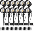 MEIKEE 7W LED Landscape Lights, 12V/24V Low Voltage Landscape Lighting IP66 Outdoor Spotlights Warm White Garden Lights with Connectors for Pathway Yard Patio 12 Pack