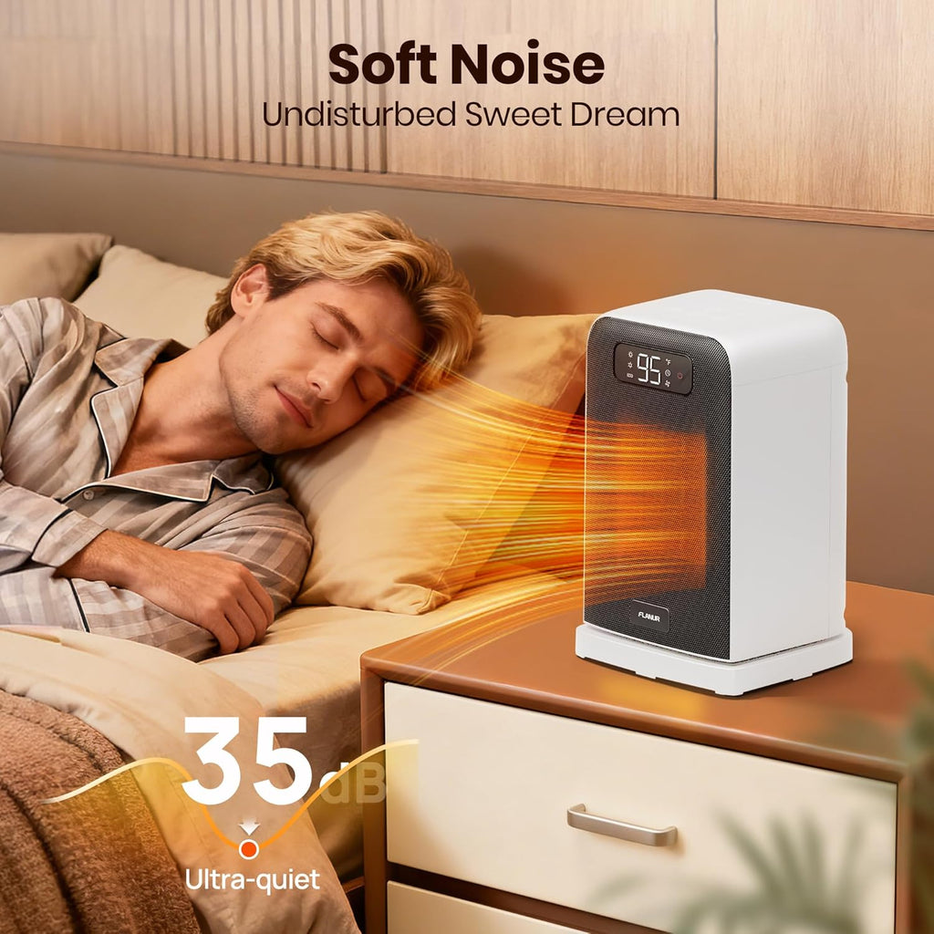 Space Heaters for Indoor Use, 1500W Small Desk Heater with Remote, Thermostat, 4 Modes, 12H Timer, LED Display, Safety Protection, 70° Oscillating Heater for Office Bedroom Home (White, 1Pack)