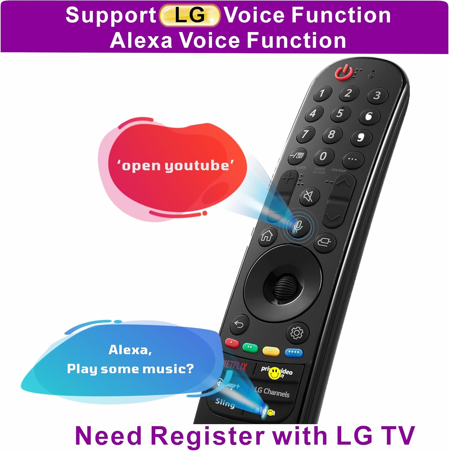 Alizen Replacement Remote Compatible with LG Remote Control for Smart TV 2024-2018 | Magic TV, Pointer, Voice Control, Bluetooth, MR18/19/20/21/22/23/24GA/GN, Alexa