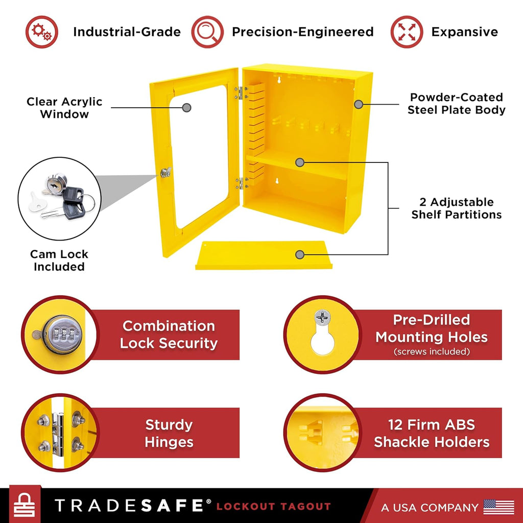 TRADESAFE Lockout Tagout Cabinet, Lock Out Tag Out Station Unfilled - No Loto Devices Included, Wall-Mountable Lockout Tagout Station Cabinet, Loto Box 14-3/8 x 6-1/4 x 17-3/4 inches