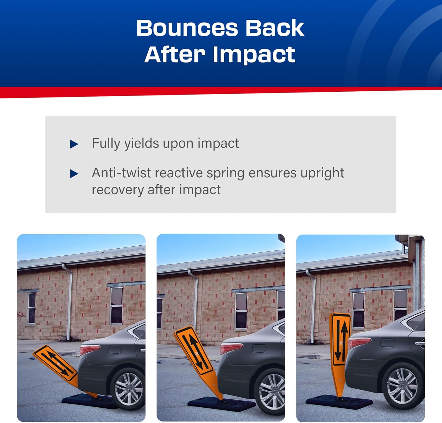 Impact Recovery - Work Zone Opposing Traffic Lane Divider - Road Signs for Work Zone Safety - Arrow Sign - Construction Safety - Traffic Control Street Signs
