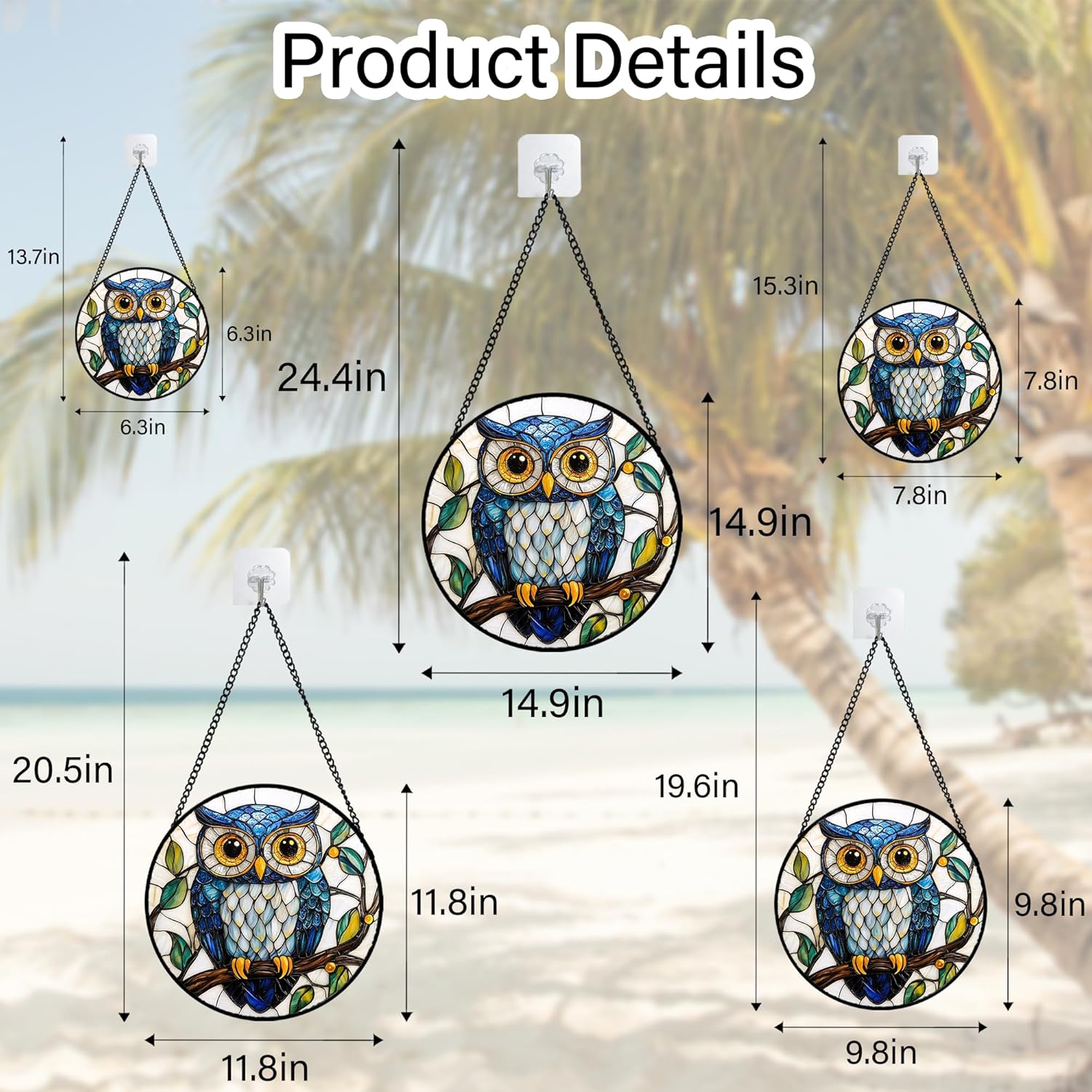 Stained Glass Window Hanging, Owl Gifts for Women Sun Catchers Diamond Glass Panel Hangings Birds Suncatcher Decor for Birthday for Women, Men, Wife, Aunt, and Mom 14.9x14.9 in
