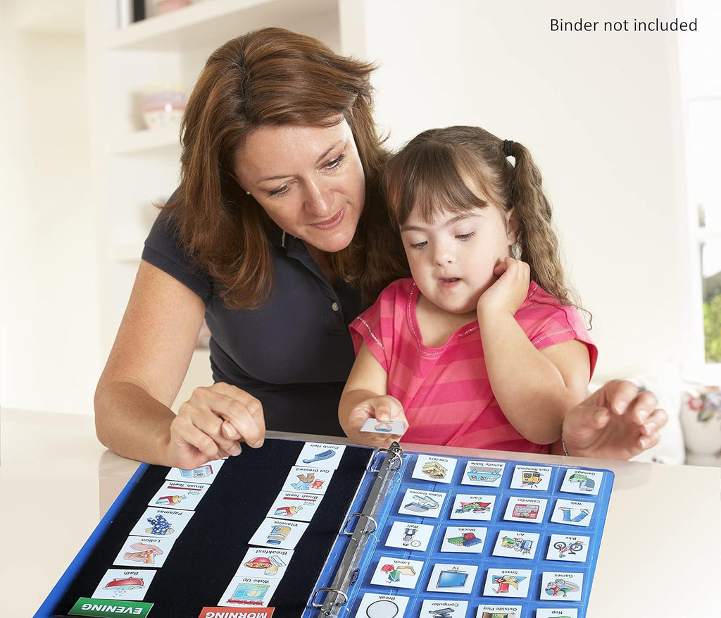 SchKIDules V-KIt - Portable, Binder-Ready Visual Schedule for Kids w/8.5x11" Backboard & 150 laminated Icons plus 21 Headings