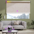 Astomi Motorized Roller Shades for Windows, Blackout Automatic Blinds with Remote, Smart Blinds, Voice Control, Compatible with Alexa, Google, Custom Size, Linen Beige