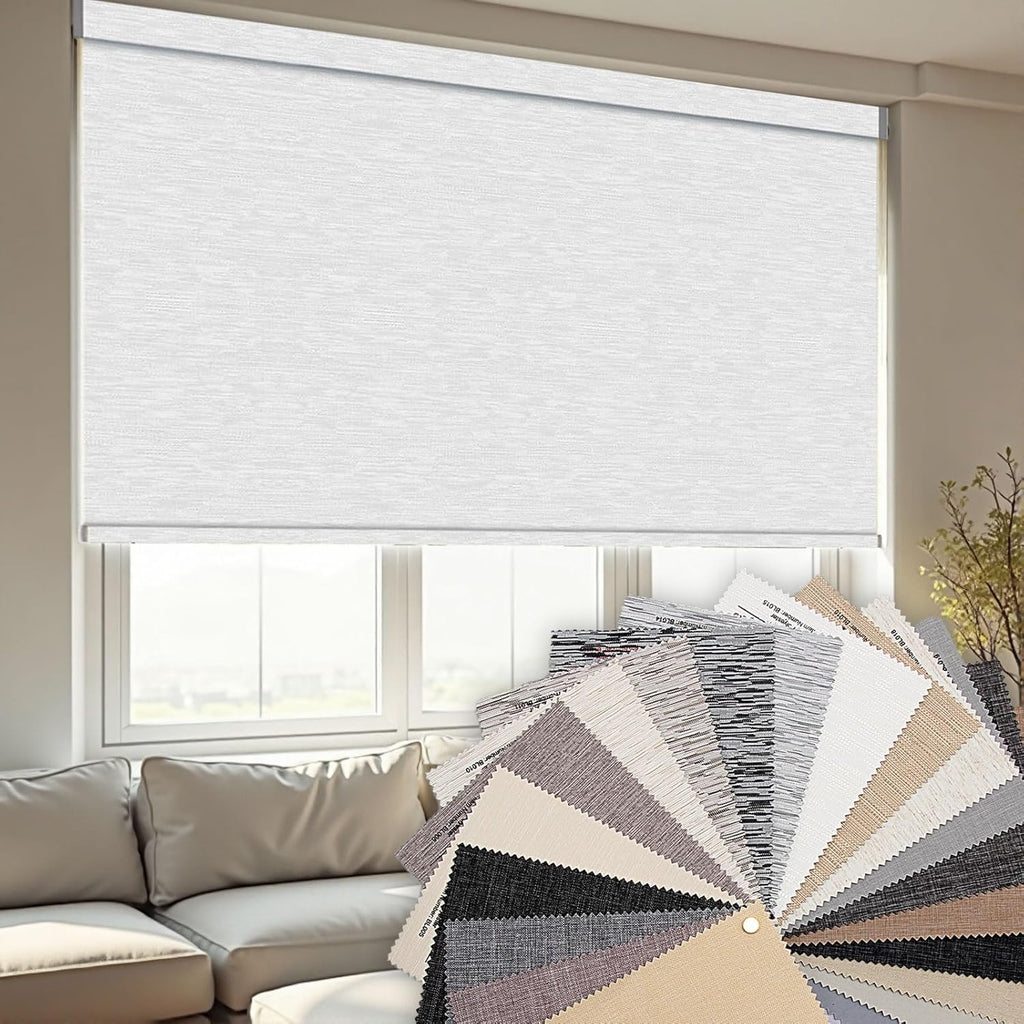 Motorized Roller Blinds with Remote Control, 100% Blackout Roller Shades Fabric Samples, Multi-Color