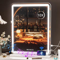 Hasipu Vanity Mirror with Lights and Bluetooth Speaker, 20" x 25" LED Makeup Mirror, Light up Mirror with 10X Magnification and USB Charging Port, Smart Touch 3 Colors Dimmable (White)