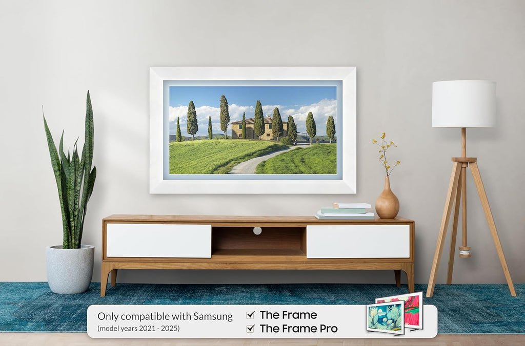 Gloss White 55" Premiere Deco TV Frame - Compatible ONLY with Samsung The Frame TVs (Fits 2021-2025, LS03A, LS03B, LS03C, LS03D, LS03FA)