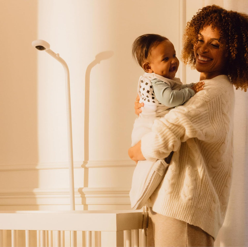 Nanit Essentials Smart Baby Monitor with Floor Stand – 1080p HD Wi-Fi Camera, Sensor-Free Breathing Monitoring, Sleep Tracking, Two-Way Audio, Night Vision, Motion & Cry Notifications, White