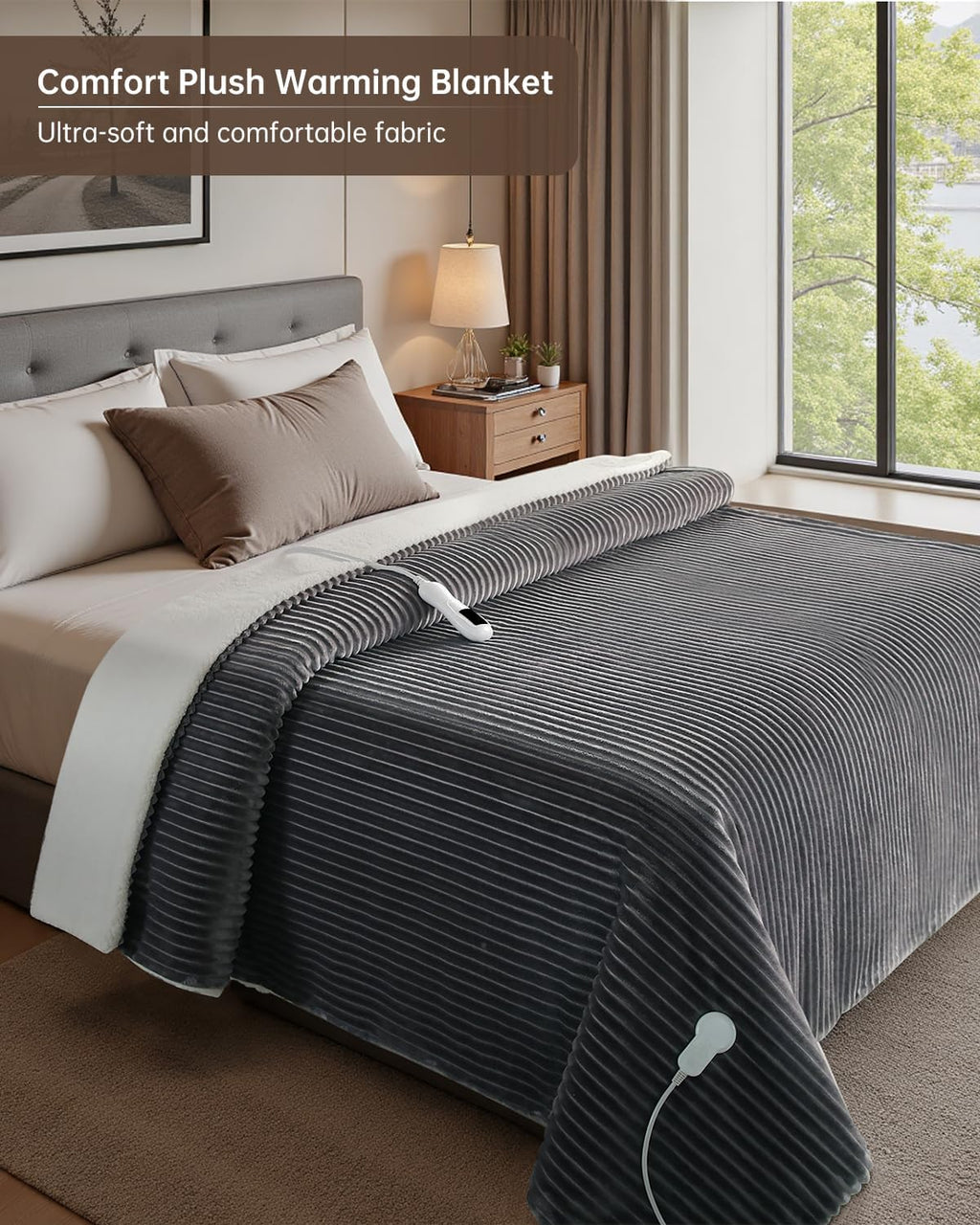 Electric Heated Blanket Full Size, Washable Blanket Warmer for Home for Adults, Fast Heating Super Cozy Soft Flannel 72" x 84", 9 Heat Levels, 1-9H Auto-Off, ETL Certified, Silver