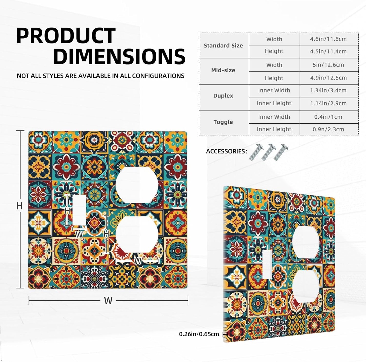 Wallplates Mexican Talavera Colorful Mosaic Tiles 1 Toggle 1 Duplex Switch Plate Electrical Gfci Faceplate Decorative Light Switch Covers For Bathroom Kitchen Decor