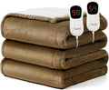 Homemate Electric Heated Blanket King Size - 100"x90" Heating Blanket King Size Dual Control 1/2/4/6/8 Hours Auto-Off 10 Heat Level Over-Heat Protection Flannel Sherpa ETL Certification