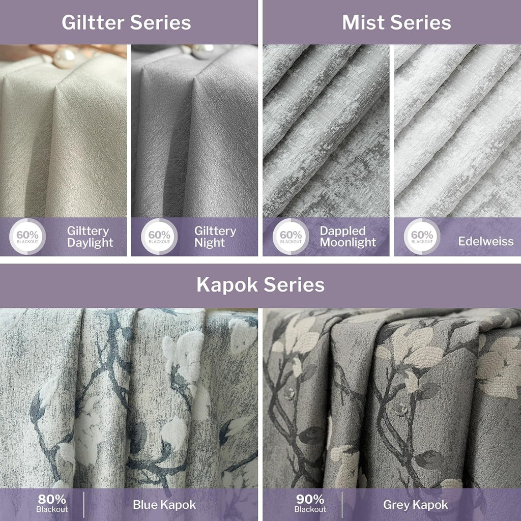 Graywind Custom Curtains Drapes for Sliding Door Room One-Way or Split Draw Curtain (Designed Series Fabric Samples)
