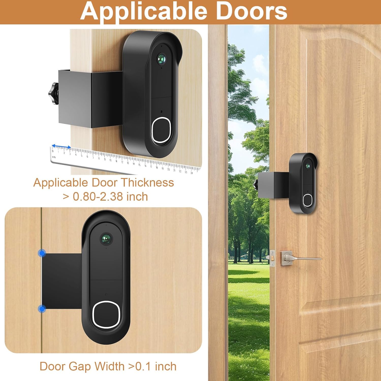 Anti-Theft Doorbell Mount Compatible with Arlo Video Doorbell 2K/HD (2nd Gen), Easy Installation, No-Drill Door Mount Cover Holder Accessories for Apartments Home Rentals Office, Not for Security Door