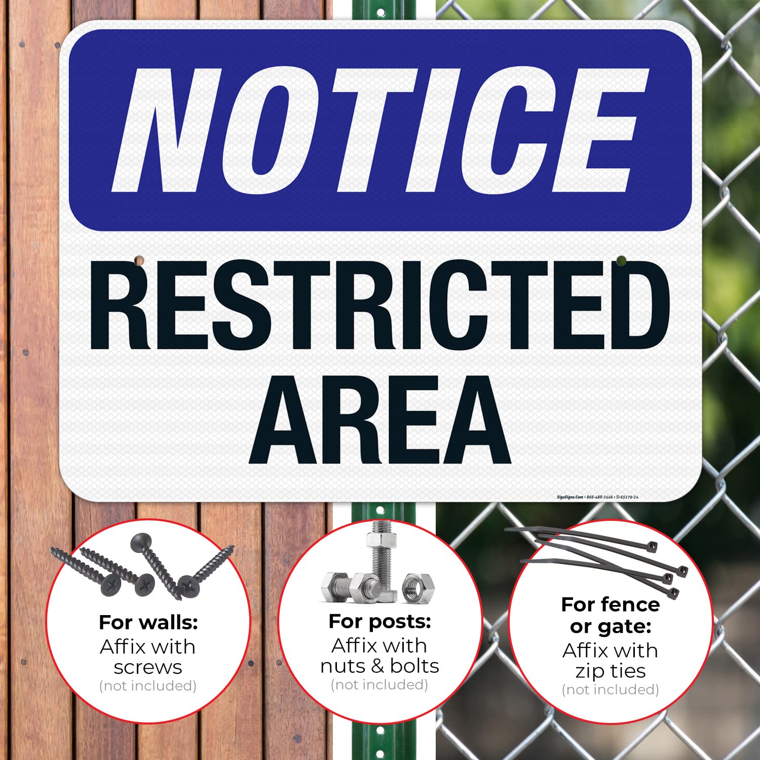 Notice Restricted Area Sign, 18x24 Inches, 3M EGP Reflective .080 Aluminum, Fade Resistant, Made in USA