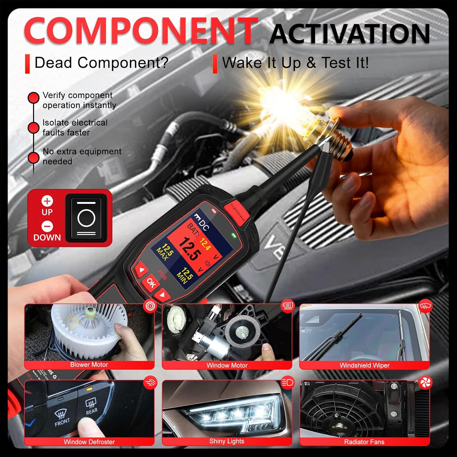 Electrical Tester for 6V-30V Cars, Short Circuit Breaker Finder Tool, Automotive Circuit Tester, Voltage Tester, P150