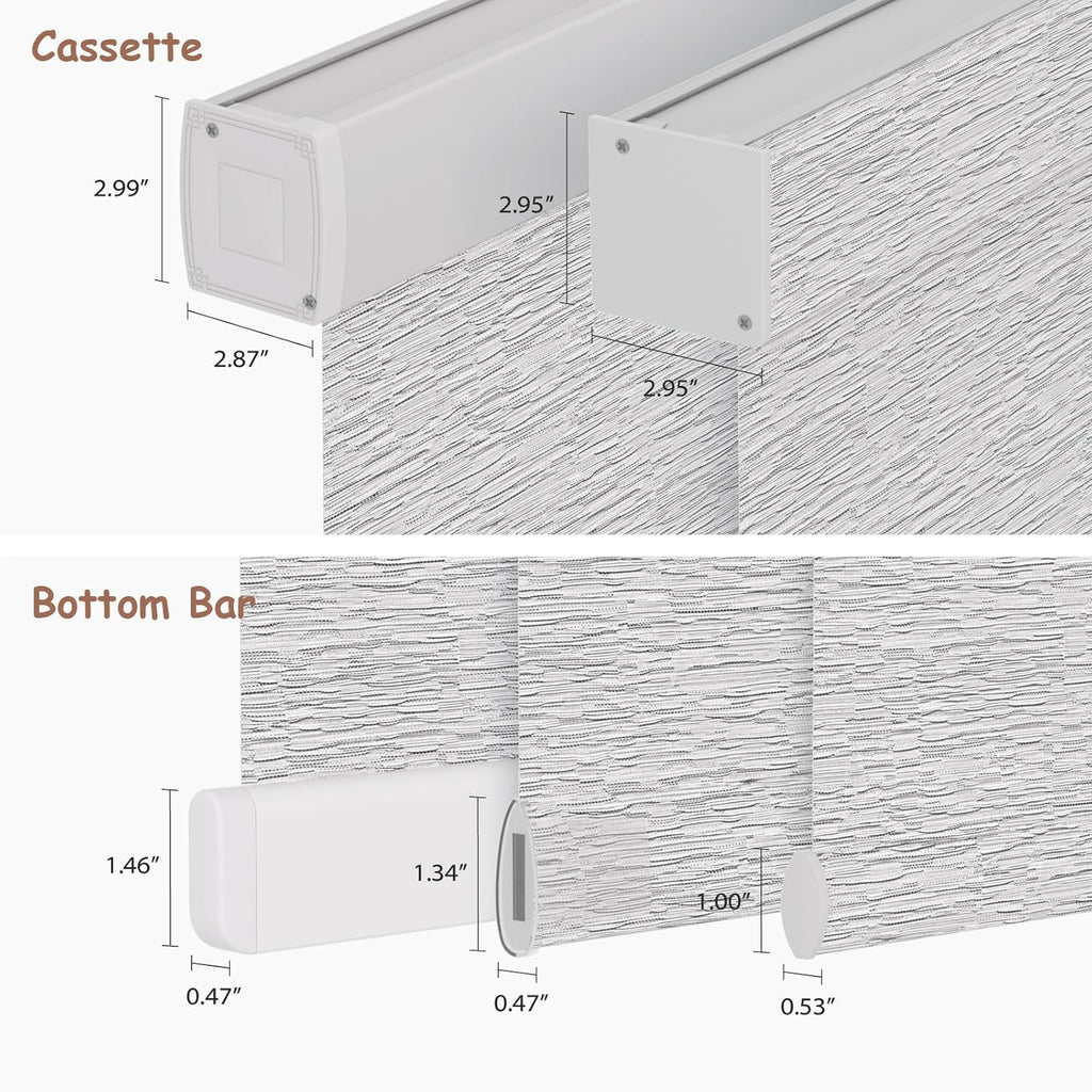 Motorized Roller Blinds with Remote, 100% Blackout Automatic Roller Shades for Bedroom, Bathroom, and Living Room, Customized Size, Fine Texture Gray