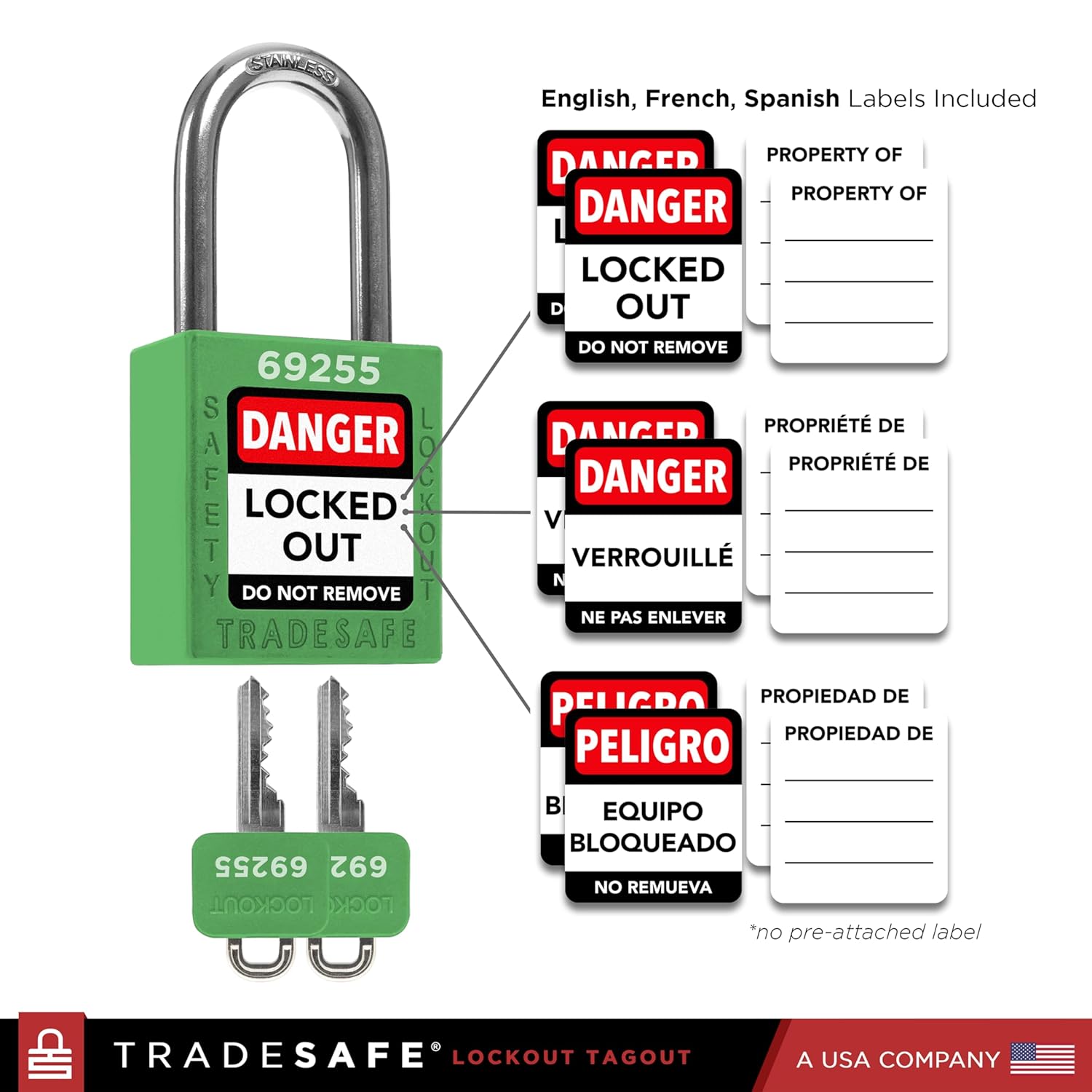 TRADESAFE Lockout Tagout Locks Set - 7 Green Loto Locks, Lockout Locks Keyed Different, 2 Keys Per Lock, OSHA Compliant Lock Out Tag Out Padlocks, Safety Padlocks for Electrical Lockout Tag Out Kits