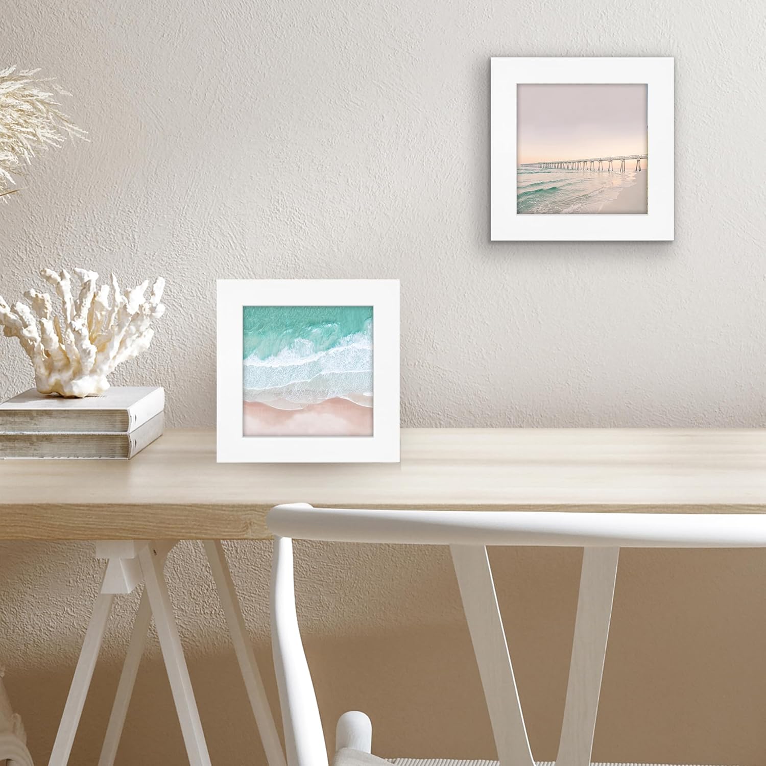 Americanflat 5x5 Picture Frame with Shatter-Resistant Glass - Signature Collection - Gallery Style Frames Made of Engineered Wood - Square Frame for Tabletop and Wall Display - White