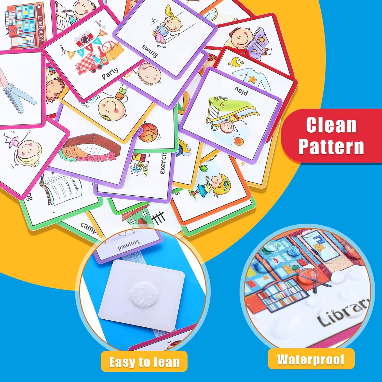 Geyee 60 Pcs Visual Schedule Cards Daily Routine Chart Visual Planner Cards Bulk for Autism Learning Materials Asperger's ADHD Home Education Behavioral Tool(Blue)