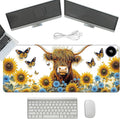 Heated Mouse Pad with 3 Temperature Settings(104°F–122°F),Large 31.5x13 Inch PU Leather Heated Desk Mat,Waterproof Warming Pad for Office,Gaming & Cold Hands Relief,Sunflower Cow