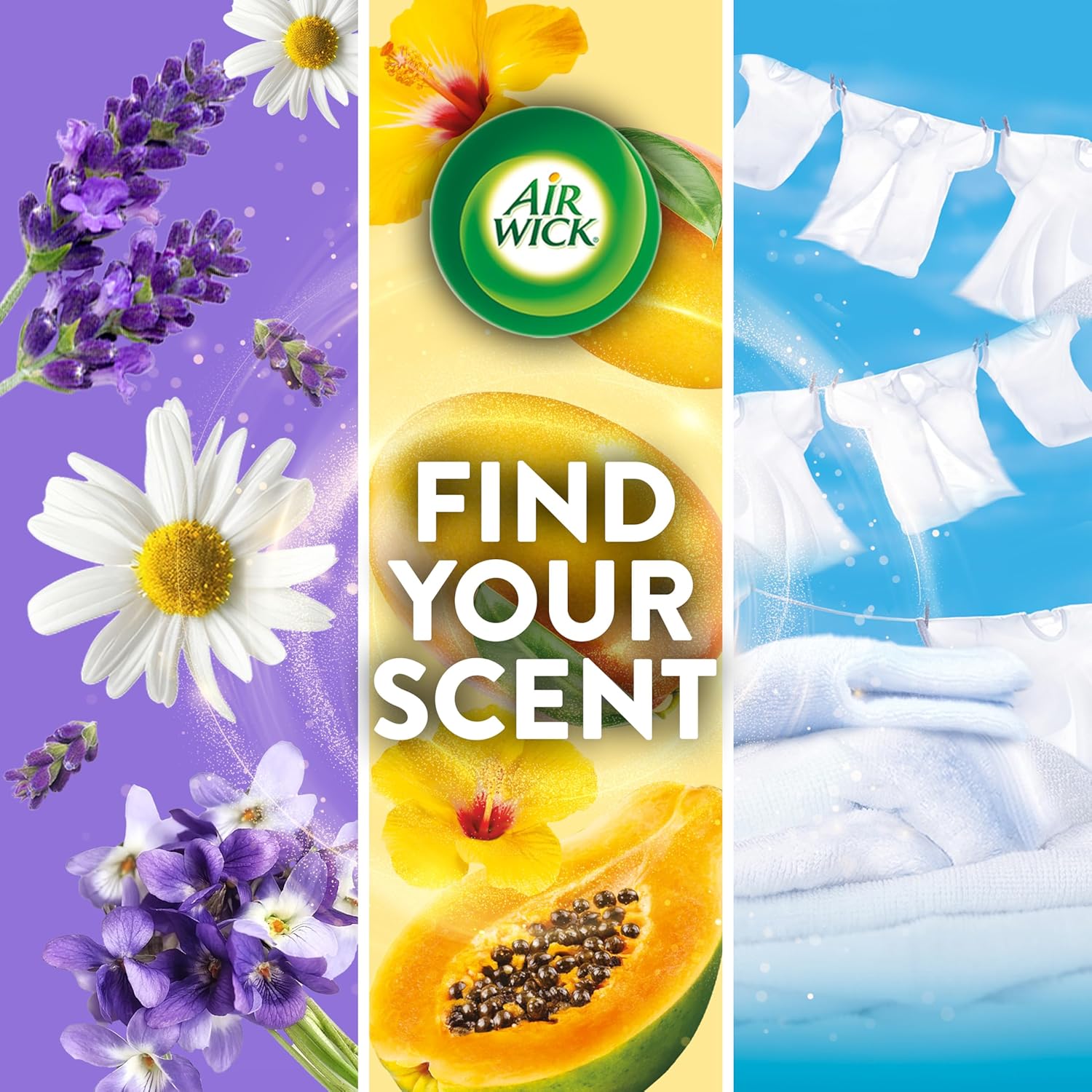 Air Wick Plug In Scented Oil Starter Kit, 2 Warmers + 6 Refills, Vanilla & Pink Papaya, Essential Oils, Air Freshener