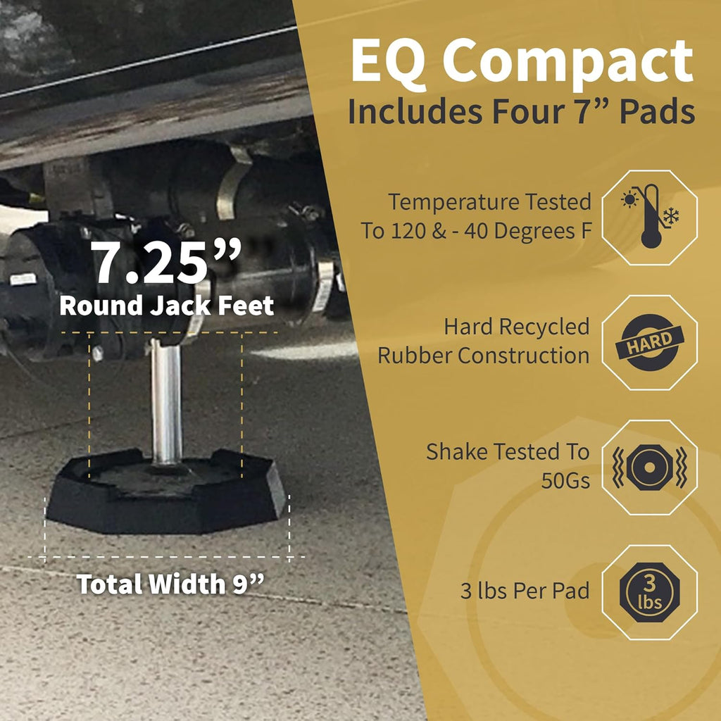 SnapPad EQ Compact | Precise Fit for RV Jack Pads, Travel Trailers and Class B & C Motorhomes | Compatible with Major RV Brands & Leveling Systems | Pack of 4 for 7” Square Or 7.25” Round Jack Feet