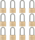 Weatherproof Padlock with Stainless Steel 304 Long Shackle and Solid Brass Body, 1-9/16 in. Wide, 12 Padlocks Keyed Alike, Marine Grade Rustproof Lock for Outdoors Use YNBSP1240