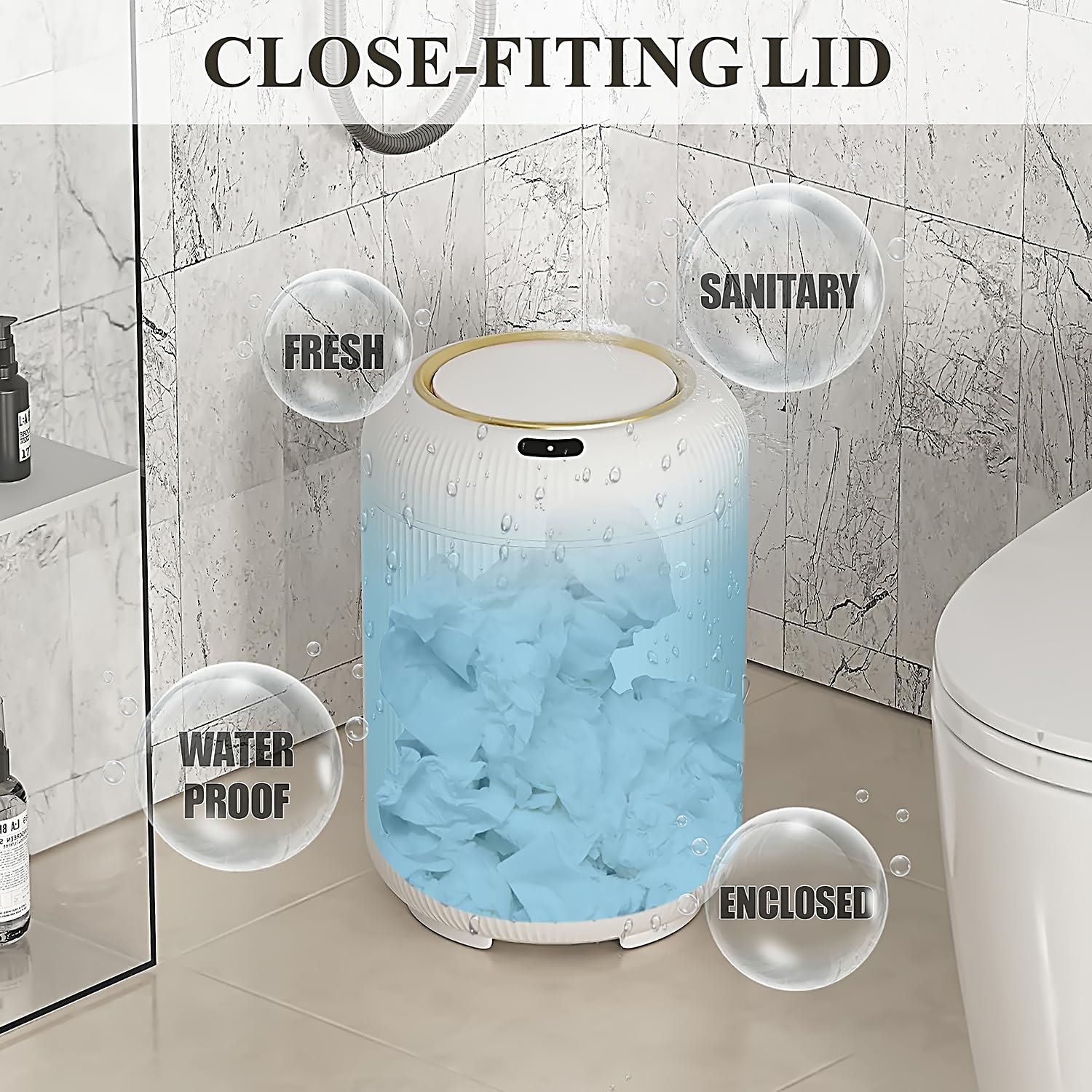 Automatic Motion Sensor Bathroom Trash Can with Lid, 3 Gallon Touchless Trash Bin, Smart Plastic Electric Garbage Cans Small White Wastebasket for Office, rv, Bedroom, Living Room