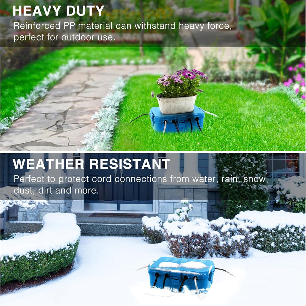 Flemoon Large Outdoor Electrical Box (12.5 x 8.5 x 5 inch), IP54 Waterproof Outdoor Extension Cord Cover Weatherproof, Protect Outlet, Plug, Socket, Timer, Power Strip, Holiday Light Decoration, Blue