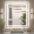 Keonjinn 32 x 36 Inch LED Bathroom Mirror with Frontlit & Backlit, Anti-Fog Mirror with Lights, Stepless Dimming, 3-Color Temperature, HD Tempered Glass Wall Mirror for Modern Bathroom
