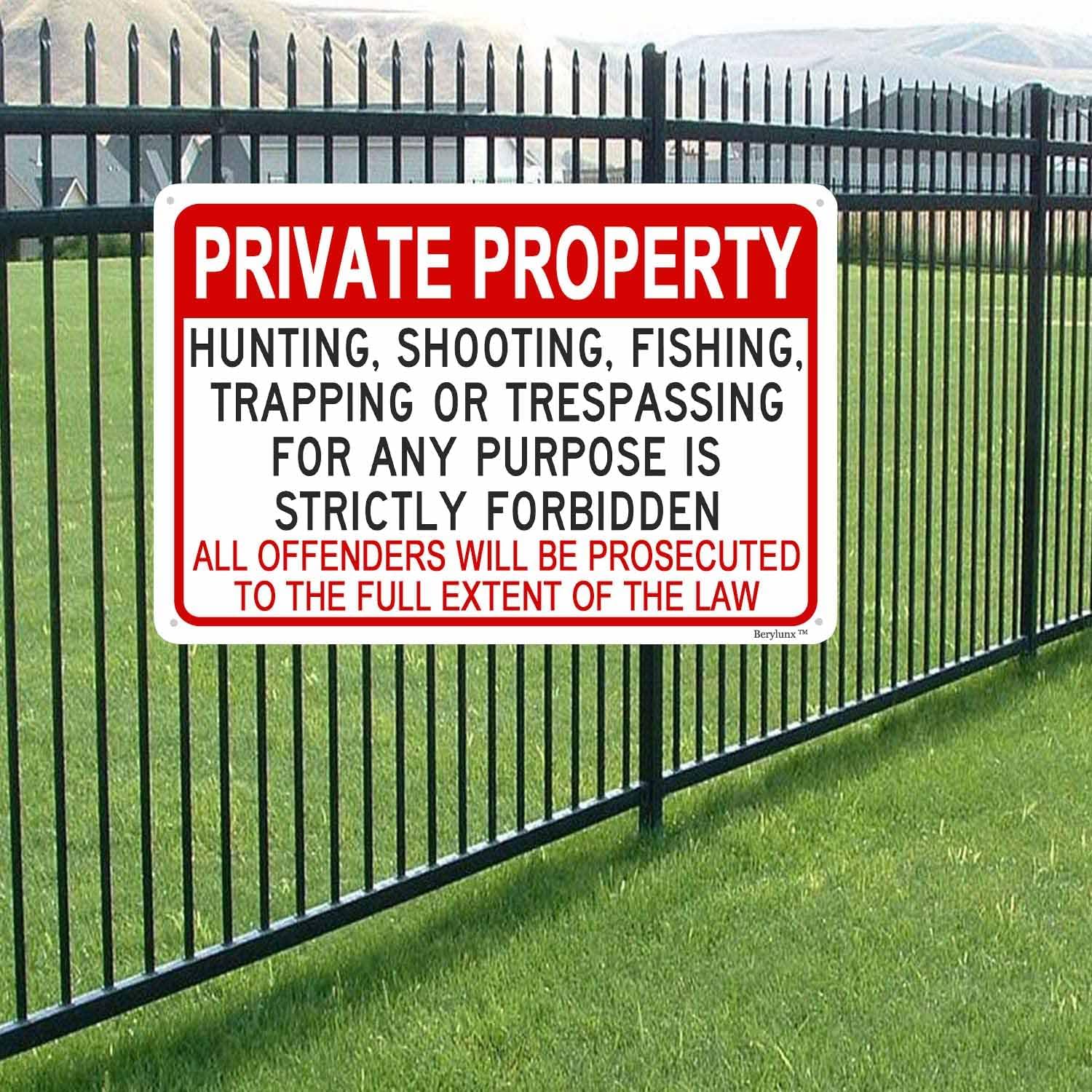 Private Property Signs,No Trespassing Sign,Outdoor Safety Signs,No Fishing Sign "Private Property" 12"x16" Aluminum Sign