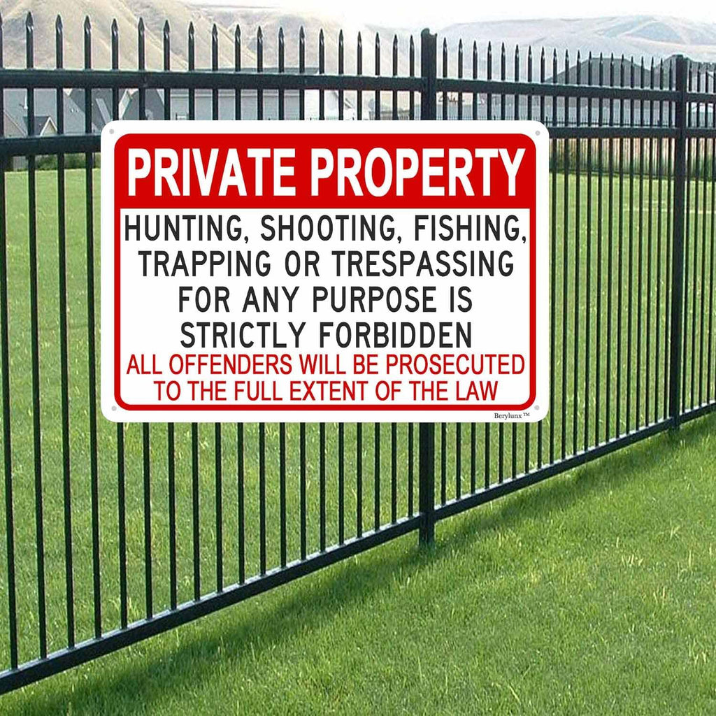 Private Property Signs,No Trespassing Sign,Outdoor Safety Signs,No Fishing Sign "Private Property" 16"x24" Aluminum Sign