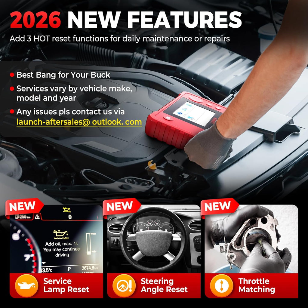 LAUNCH Creader VII+ V2.0 OBD2 Scanner, 2026 New Engine/Transmission/ABS/SRS Diagnostic Scan Tool With Oil Reset/Throttle Adaption/SAS Relearn, Check Engine Code Reader, Full OBD2, Lifetime Free Update