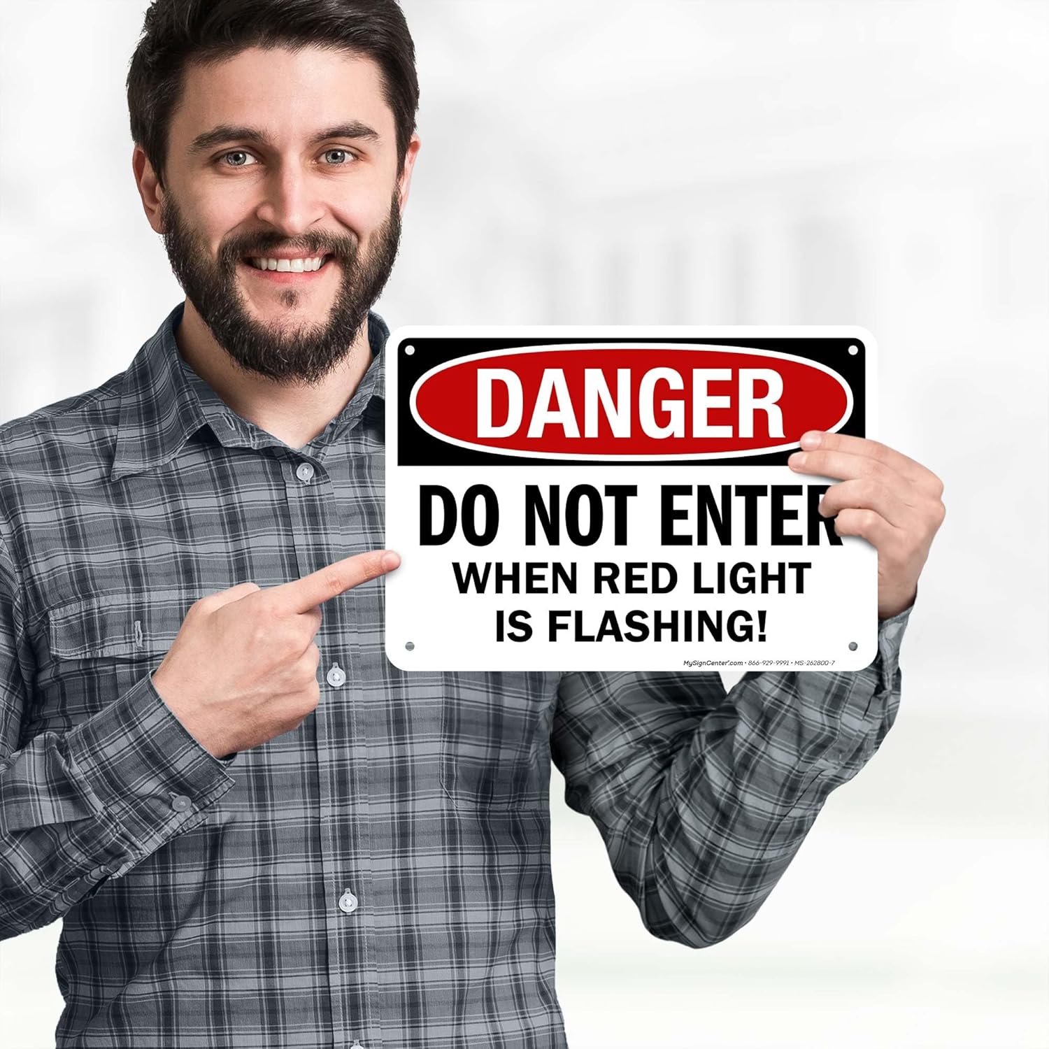 Danger Do Not Enter When Red Light is Flashing Sign, 10x7 Inches, Rust Free .040 Aluminum, Fade Resistant, Made in USA by My Sign Center