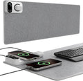 Heated Desk Mat, 10-Second Fast Heating Desk Heater Mat with 3-in-1 Charging (15W Wireless + Type-C + USB-A), Large 31.5" x 13" Waterproof Mouse Pad, 2–6H Auto-Stop, Ideal Office & Home Christmas Gift