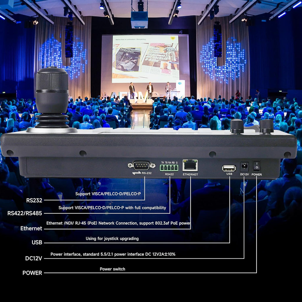 iuZee PTZ Camera Controller 4D Joystick PoE IP PTZ Keyboard with Controller 5" LCD Screen Preview, Support VISCA PELCO-P PELCO-D RS422 RS485 RS232 RJ45, for Live Streaming Meeting/Church Service/Education