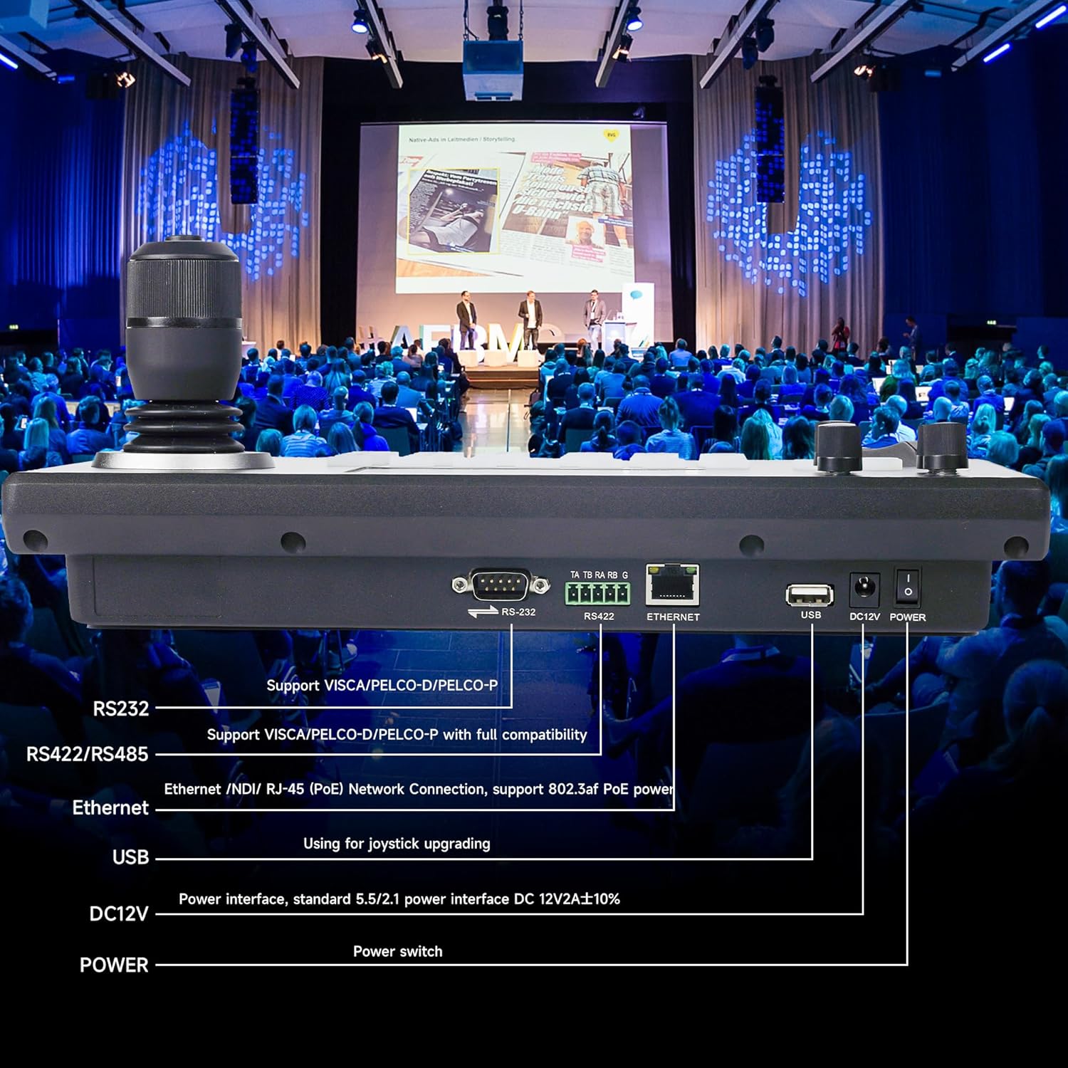 iuZee PTZ Camera Controller 4D Joystick PoE IP PTZ Keyboard with Controller 5" LCD Screen Preview, Support VISCA PELCO-P PELCO-D RS422 RS485 RS232 RJ45, for Live Streaming Meeting/Church Service/Education