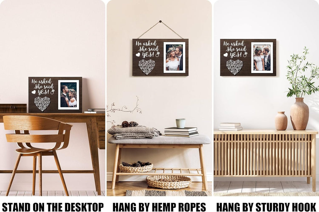 Engagement Wedding Gifts for Couples: Boyfriend & Girlfriend, Romantic Picture Frame - 4x6 Photo